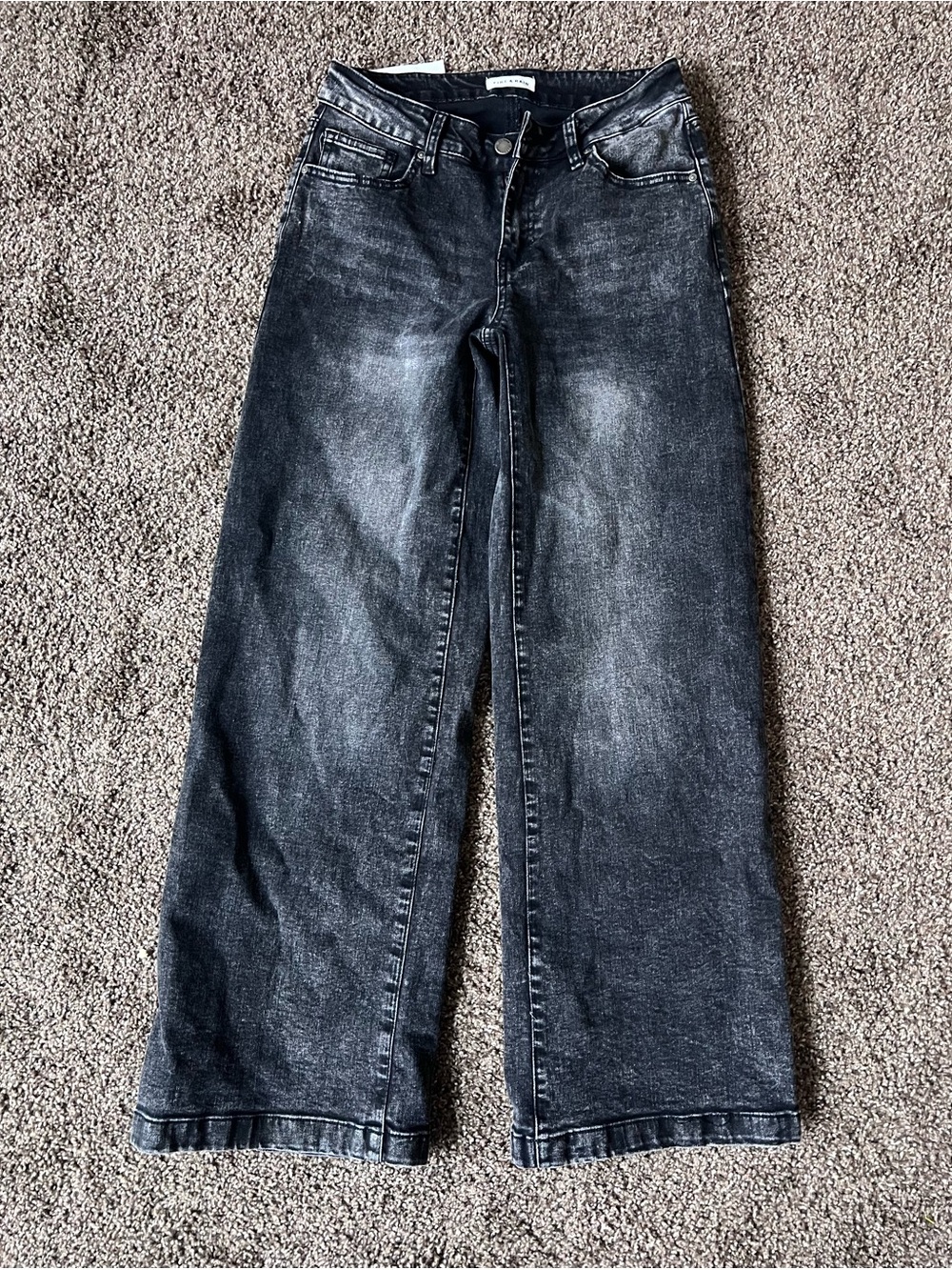 Women's Bootcut Washed Black Jeans — Mid-Rise Wide Leg